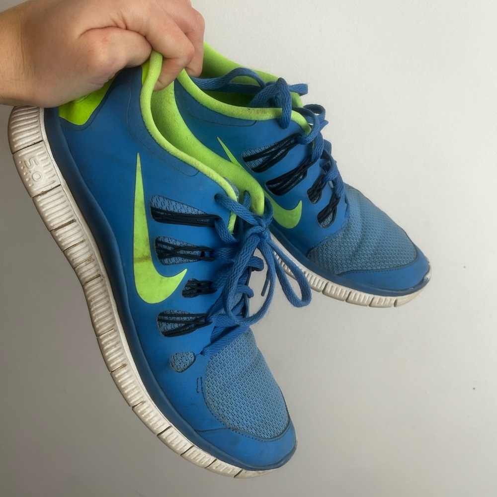 Nike Frees Blue and Green Running Shoes
